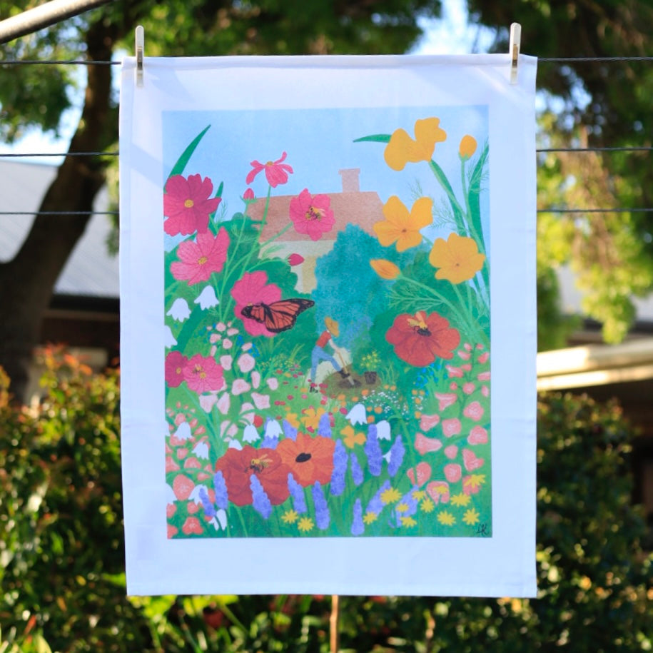 organic cotton tea towel - the gardener