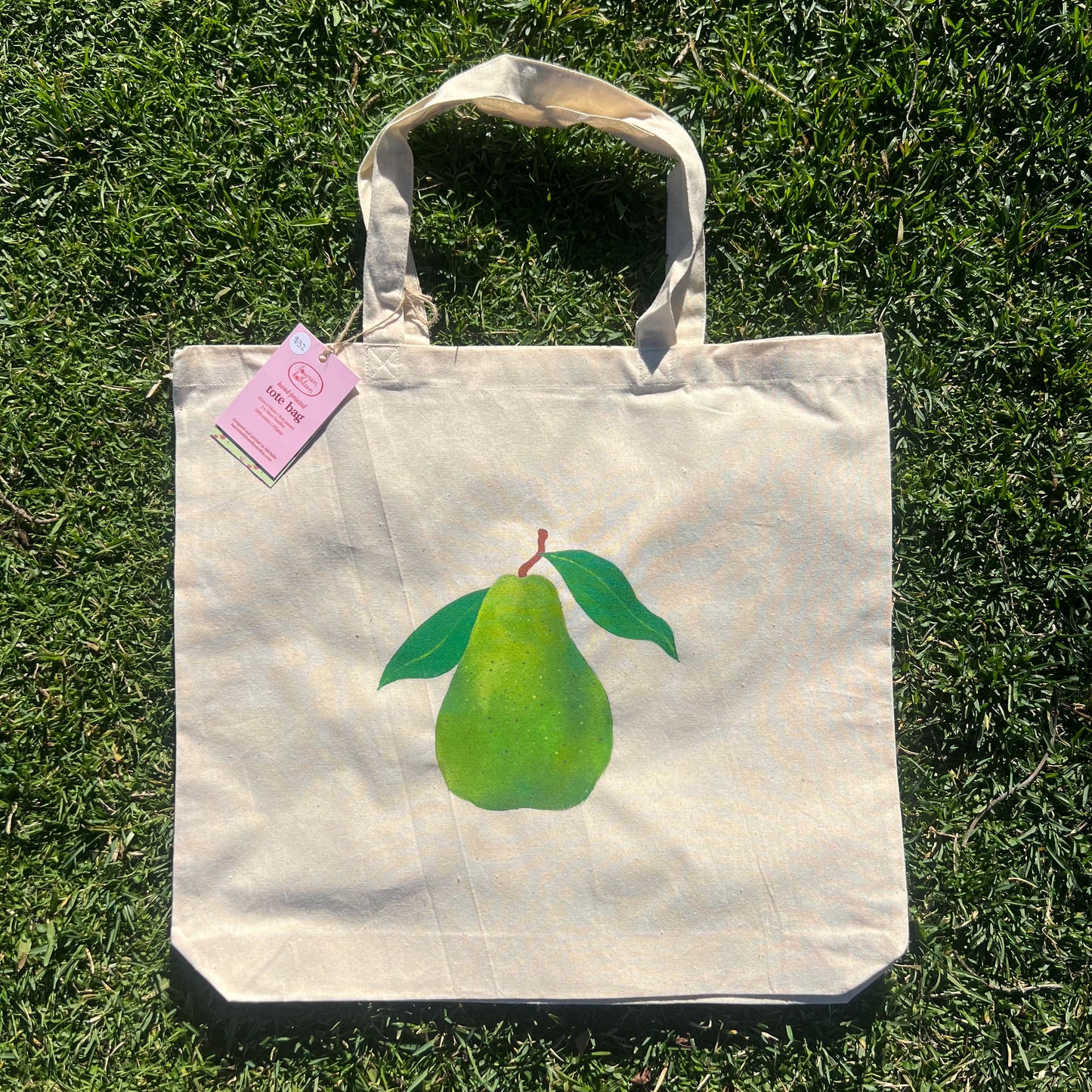 hand-painted tote bag - pear