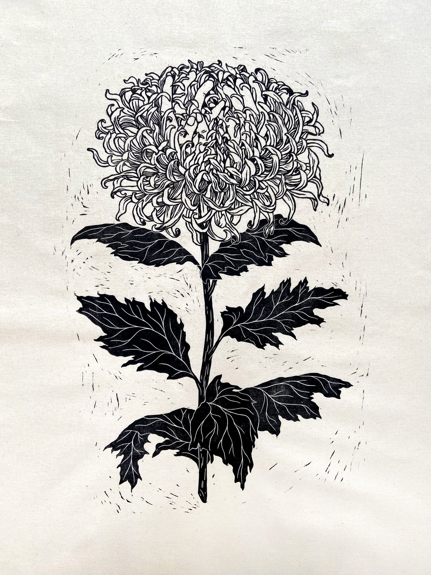 a flower's touch - woodcut print