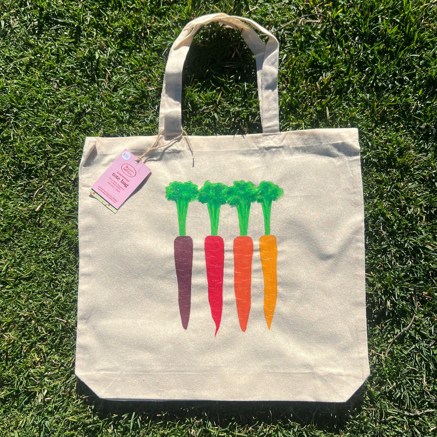 hand-painted tote bag - colourful carrots