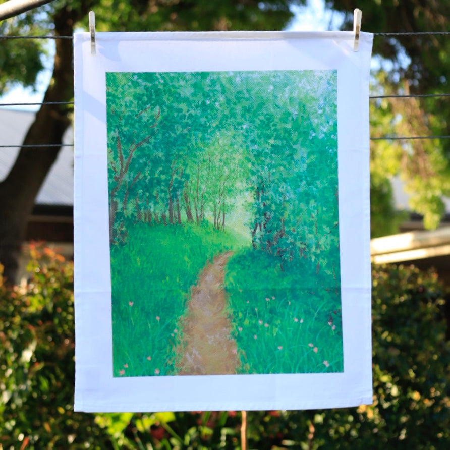 organic cotton tea towel - follow your path