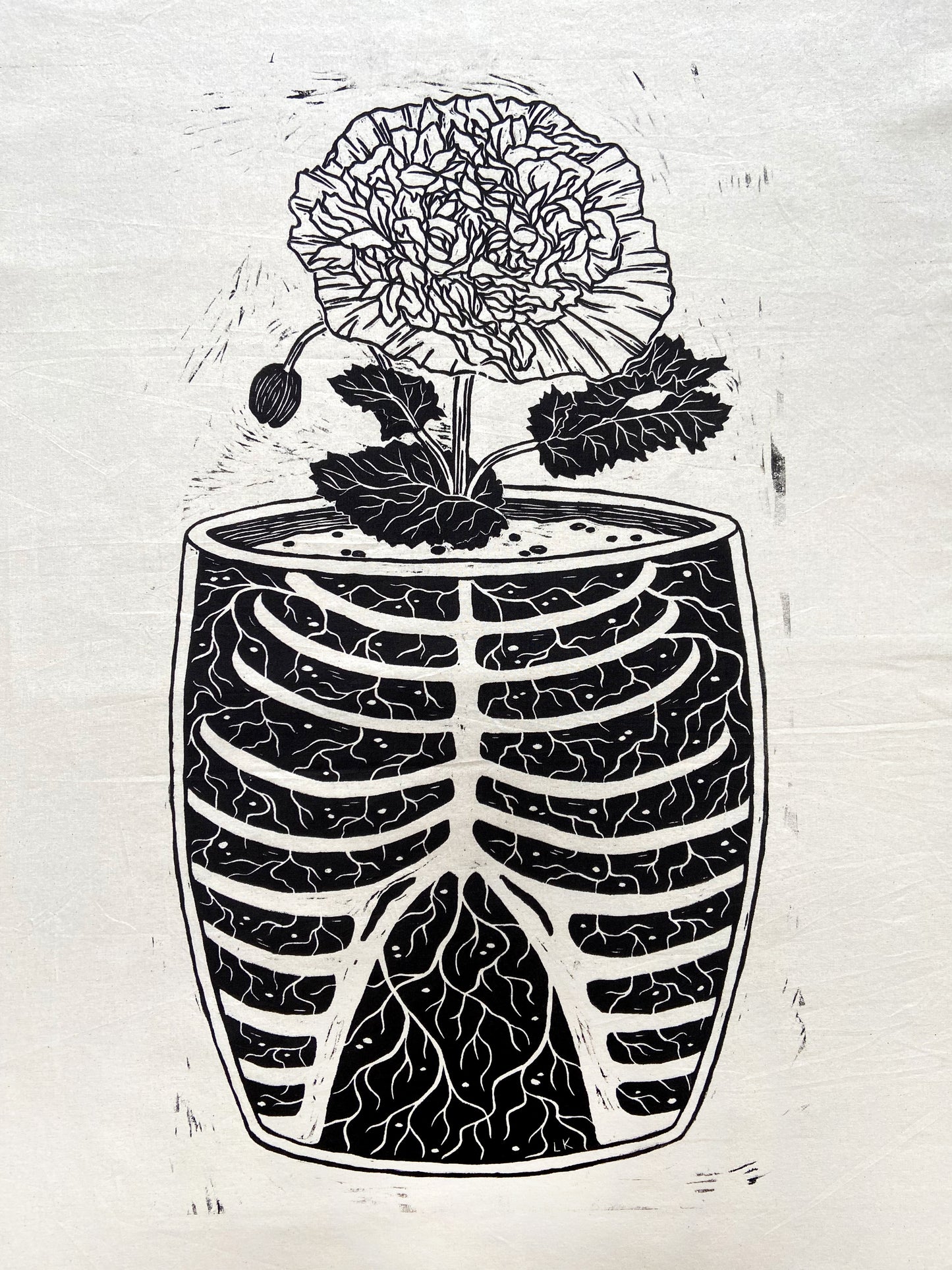growing place - woodcut print