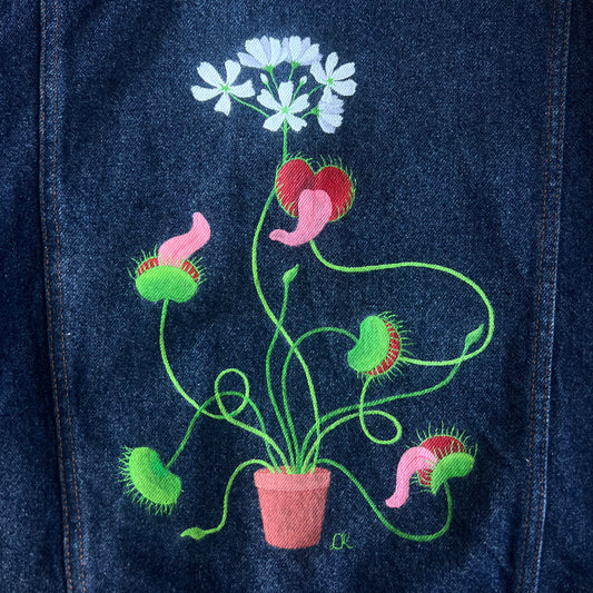 hand-painted denim jacket - venus fly trap