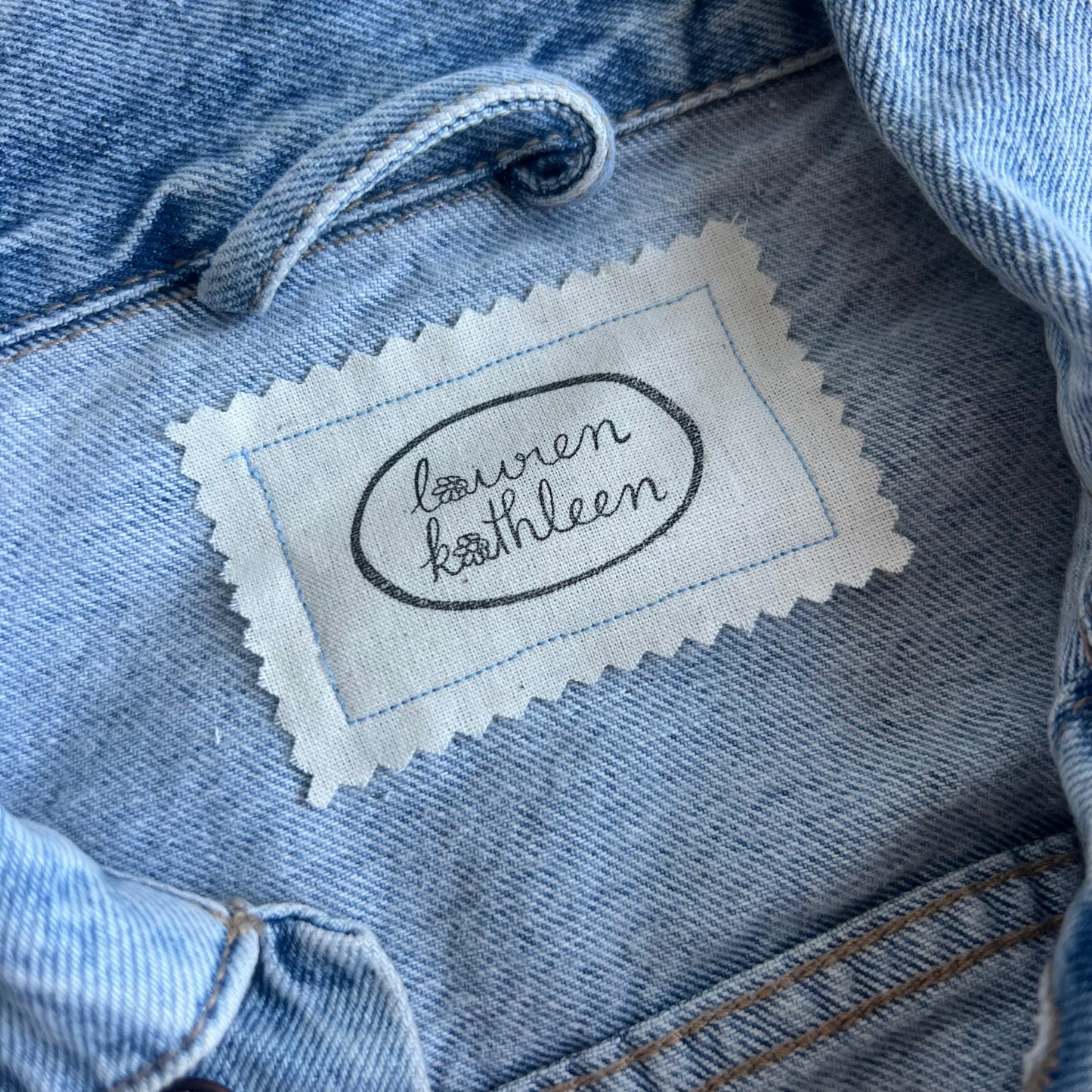 hand-painted denim jacket - floral kiss