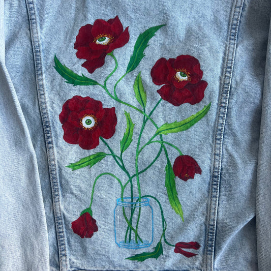 hand-painted denim jacket - poppy jar