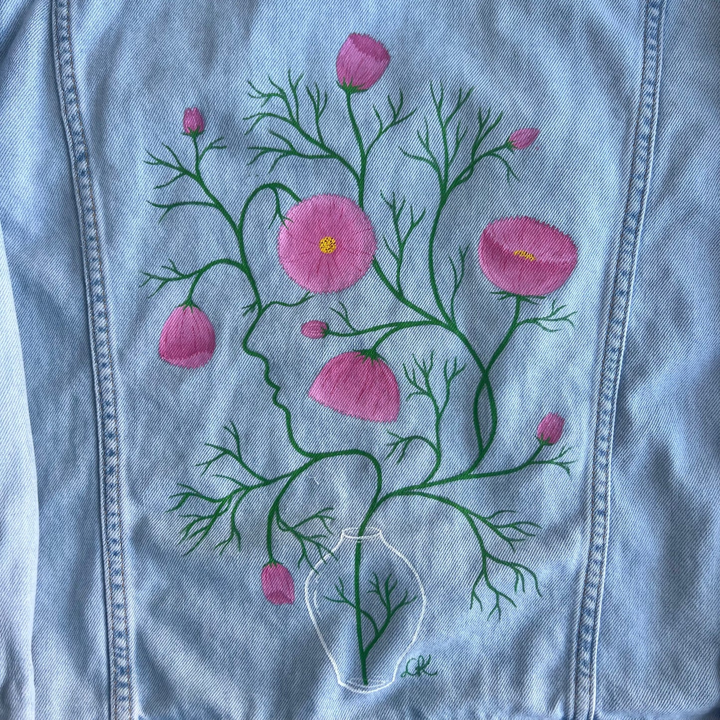 hand-painted denim jacket - cupcake cosmos