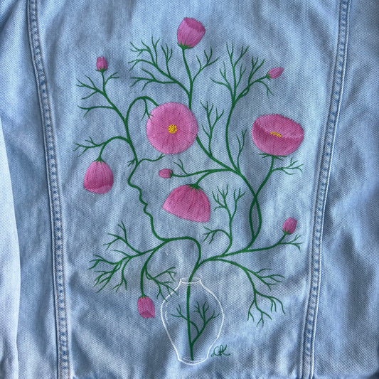 hand-painted denim jacket - cupcake cosmos