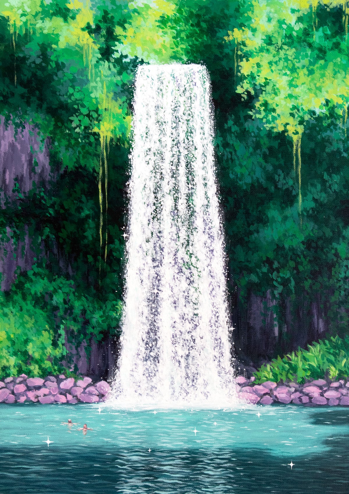 beneath the falls - framed original painting