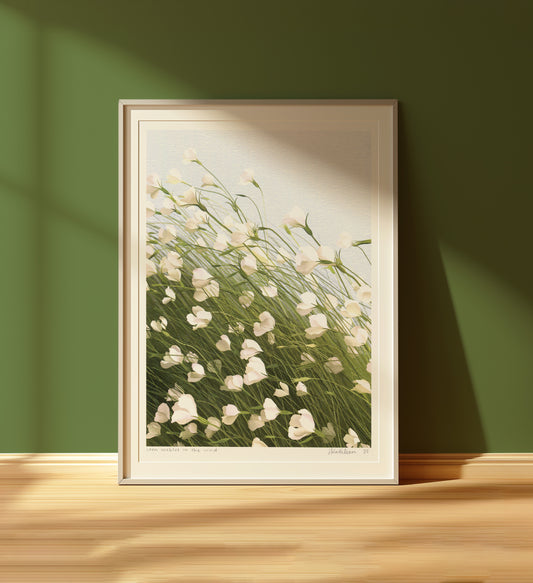 corn cockles in the wind - art print