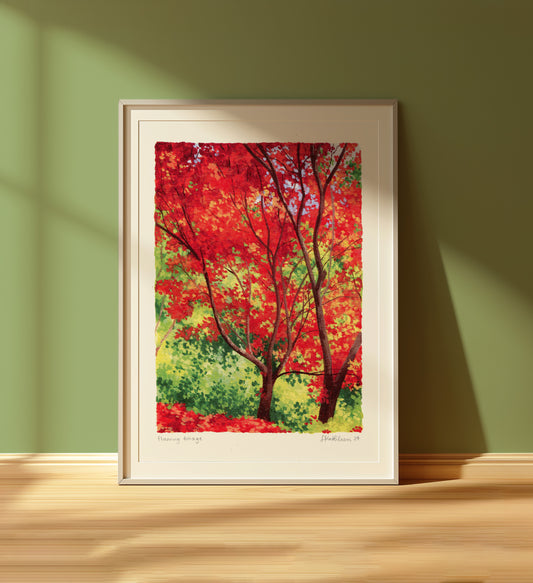 flaming foliage - art print