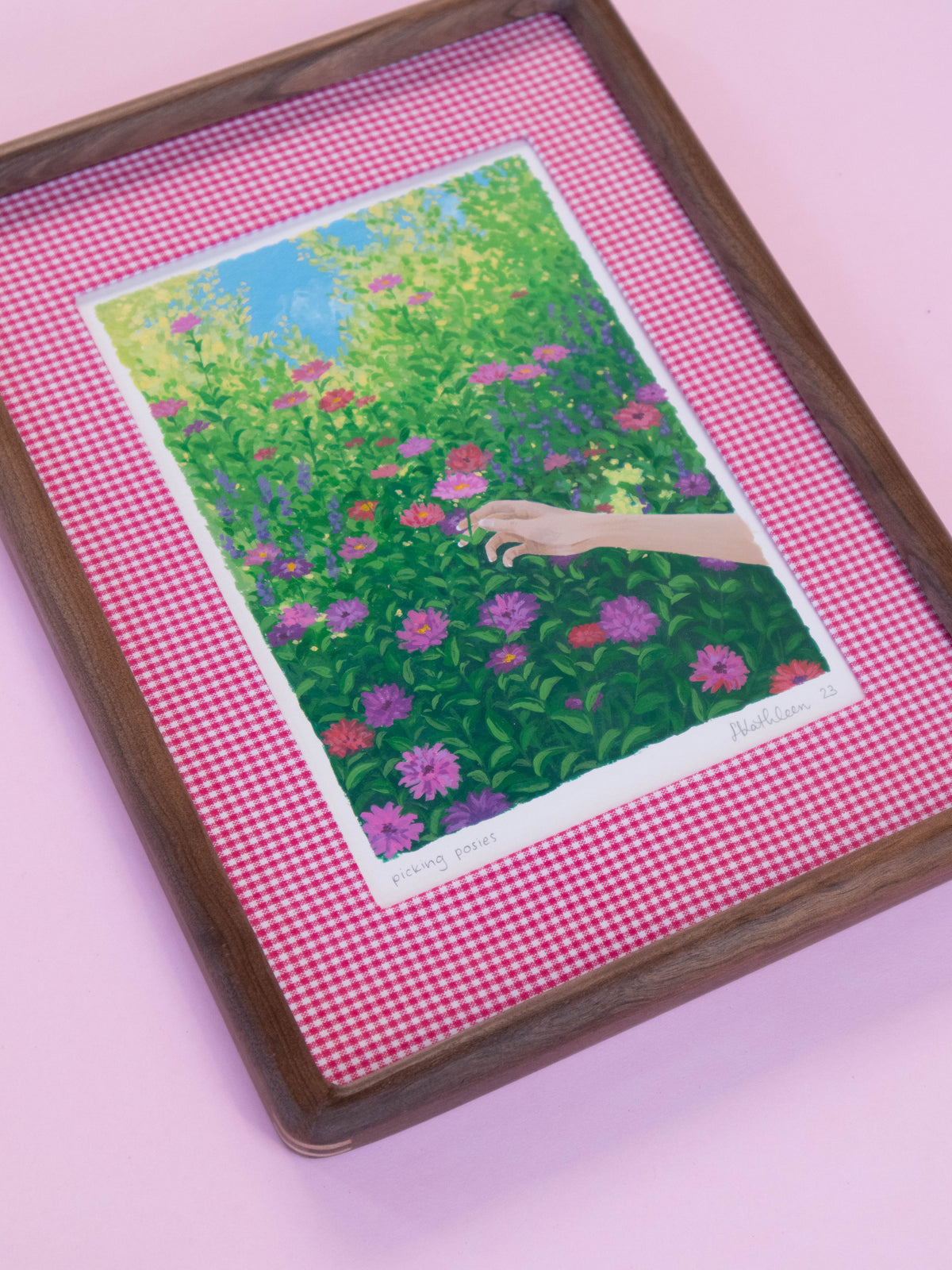 picking posies - framed original painting