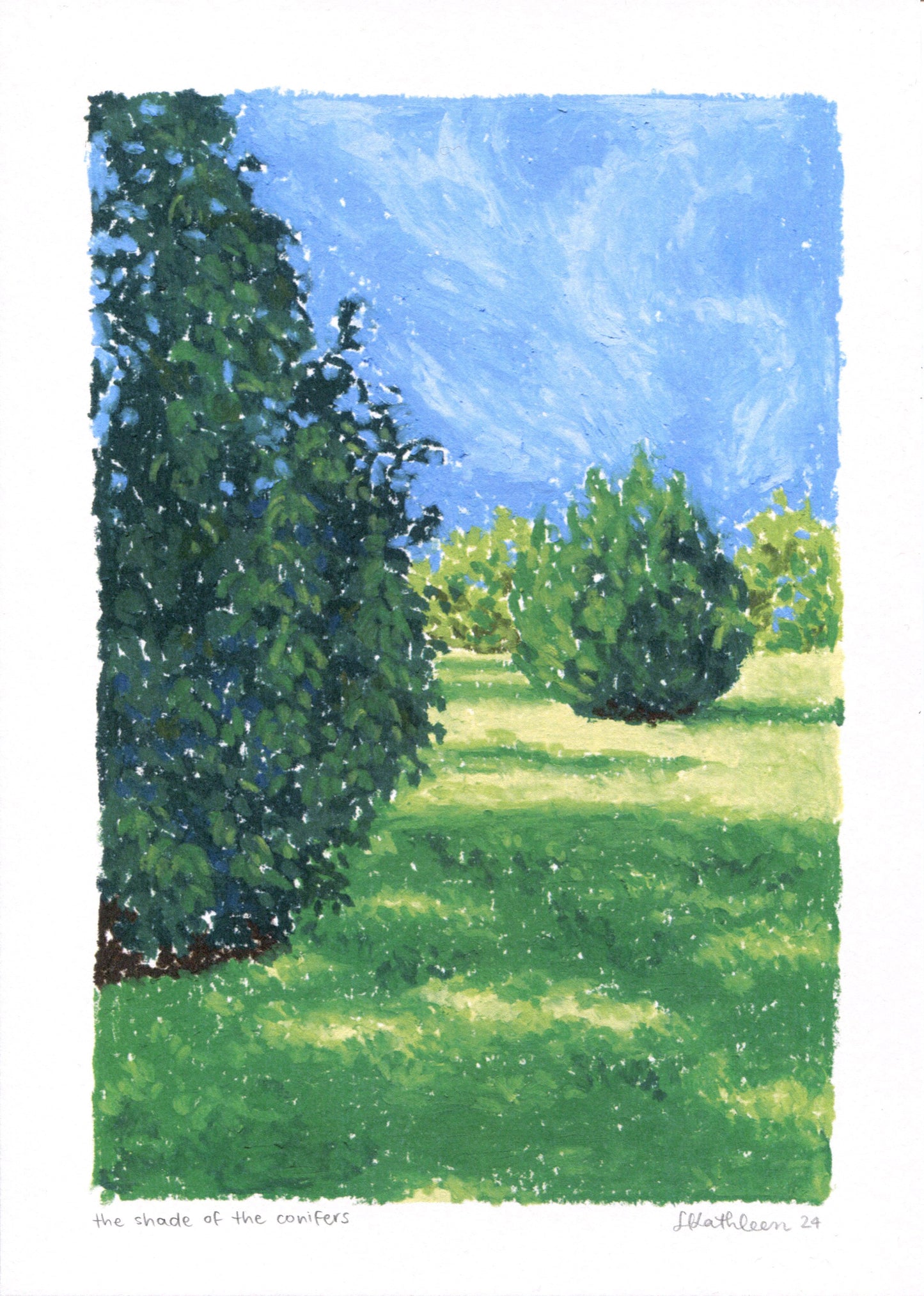 the shade of the conifers - art print