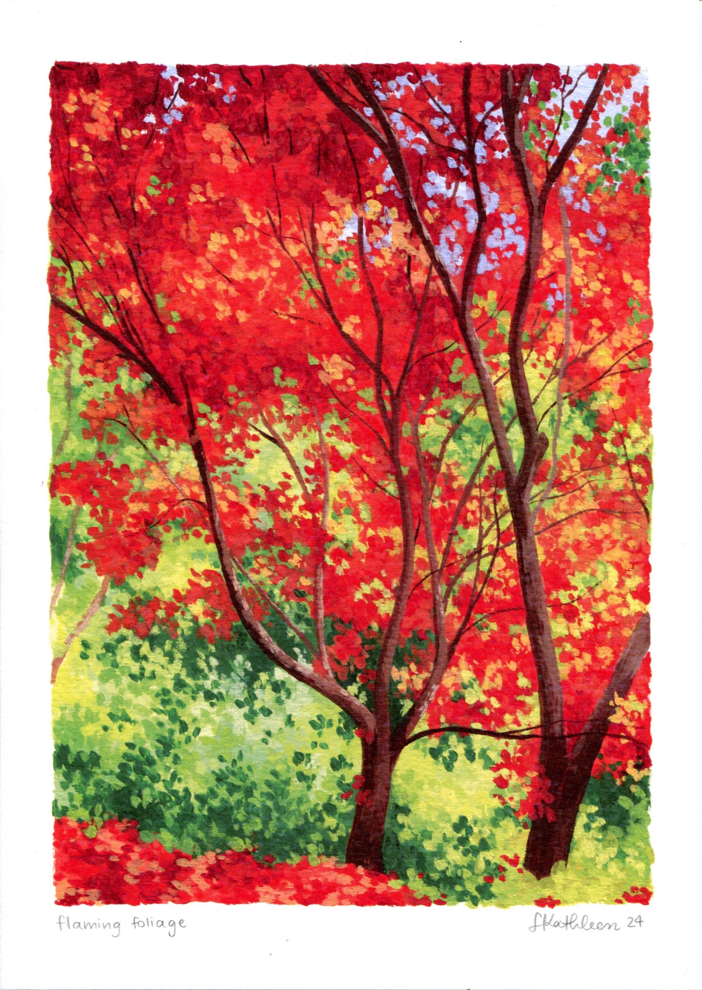 flaming foliage - art print
