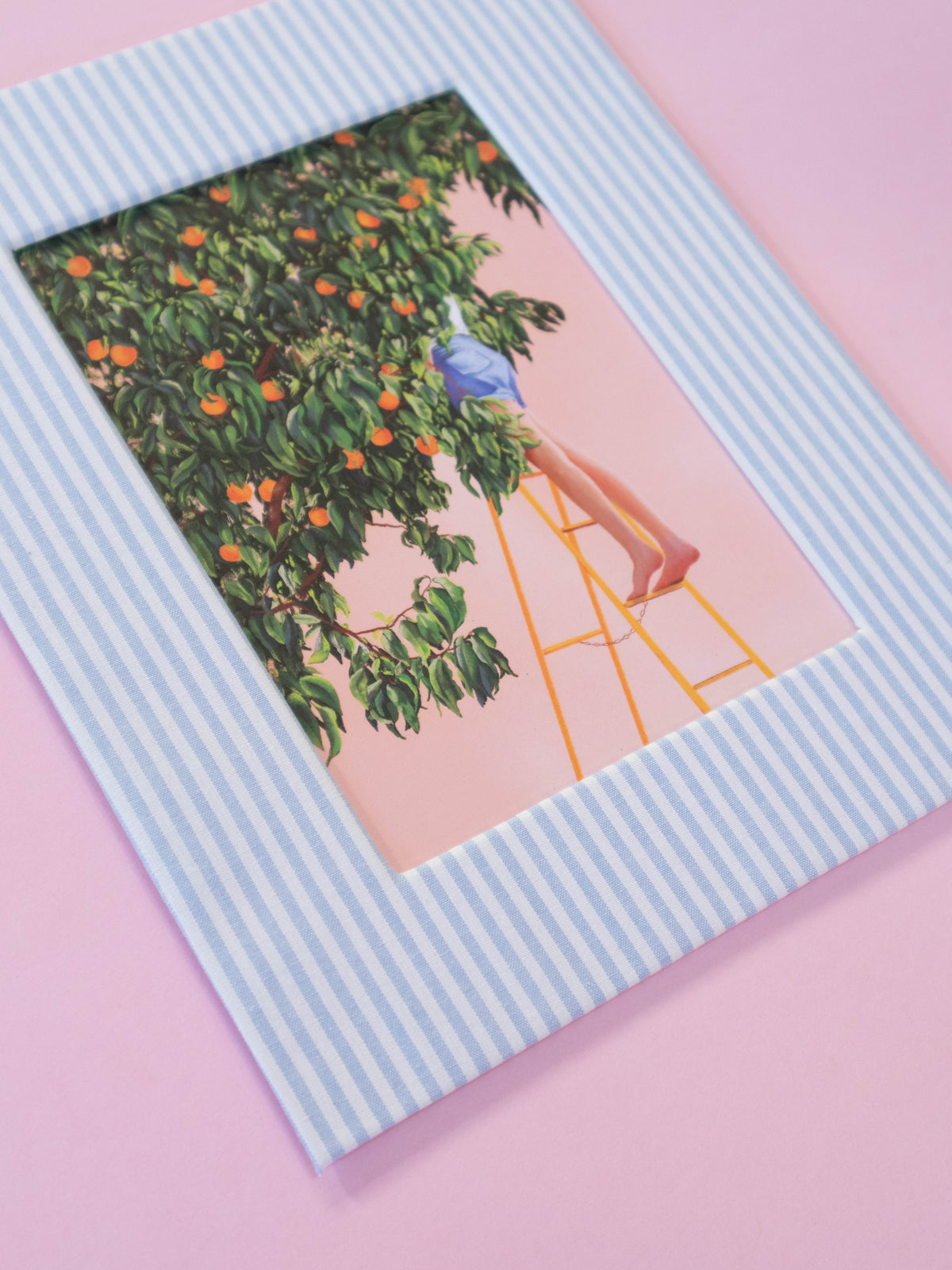 in the peach tree - fabric matted art print