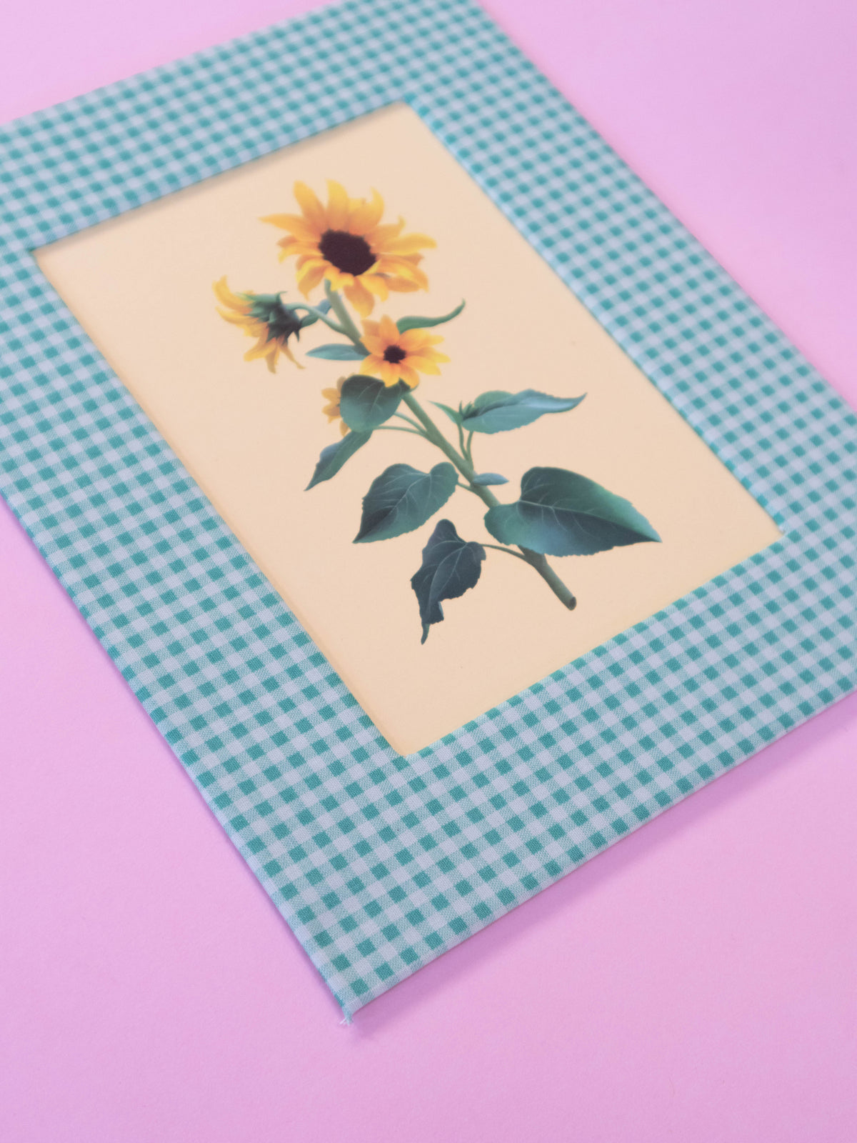 sunflower stem - fabric matted art print