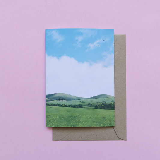 greeting card - over the hills