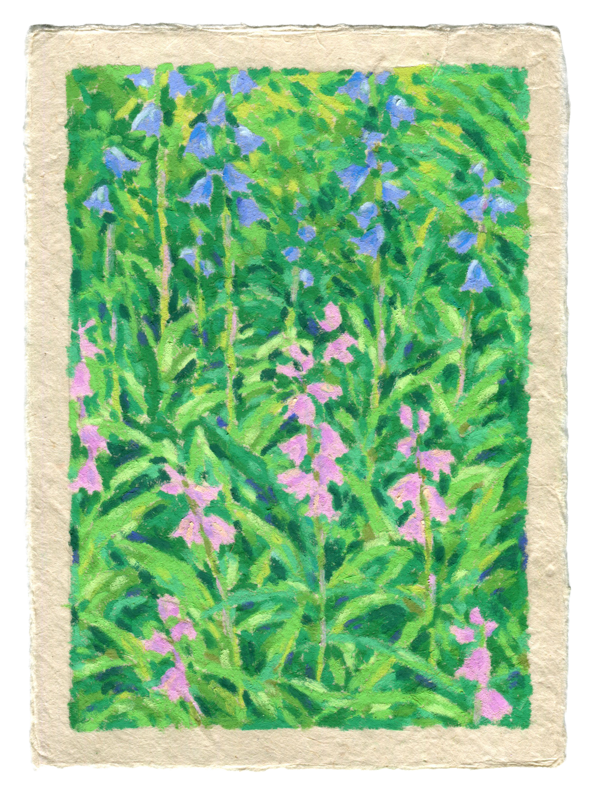 oil pastel bluebells - original