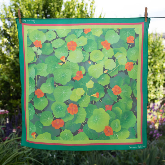 square satin scarf - nasturtiums