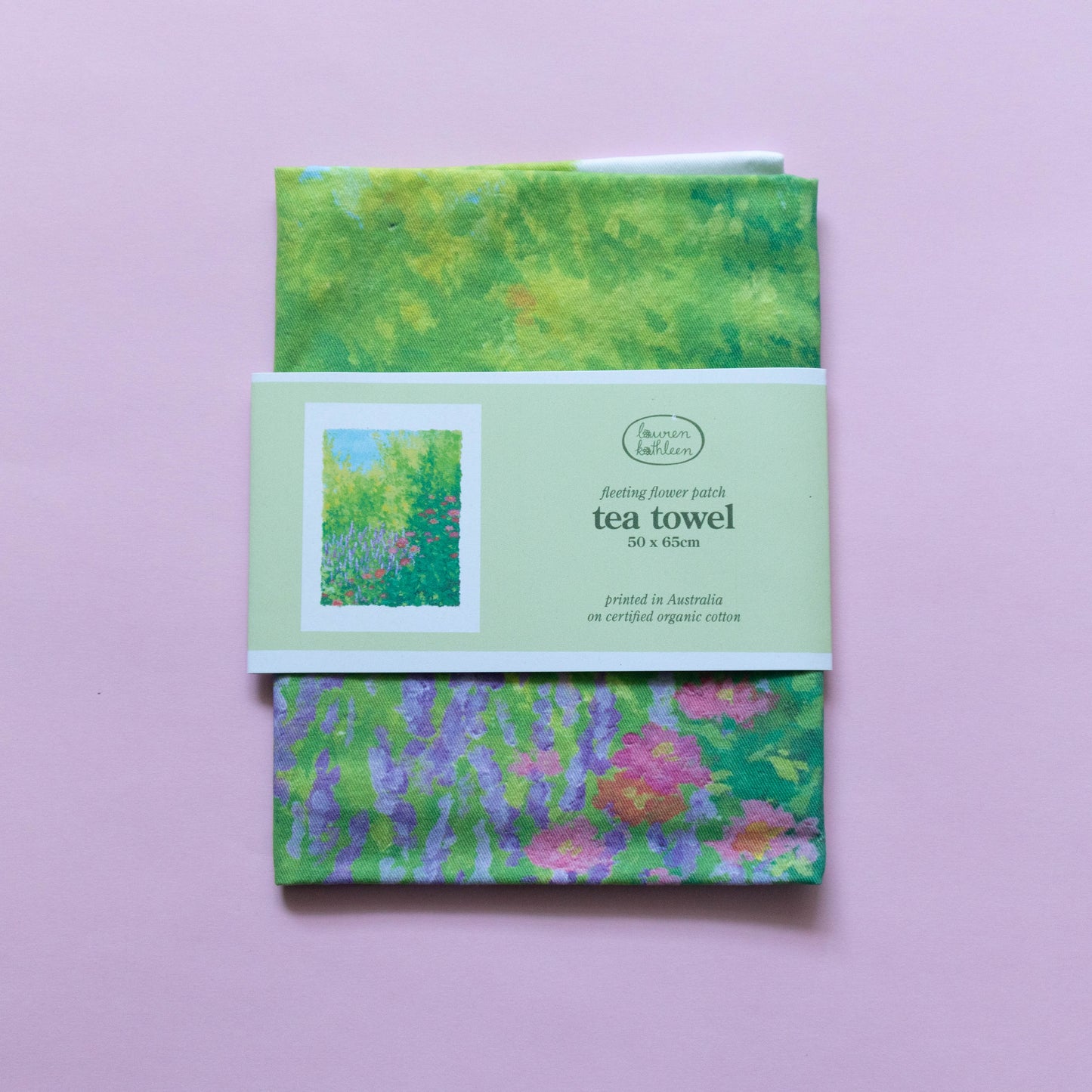 organic cotton tea towel - fleeting flower patch
