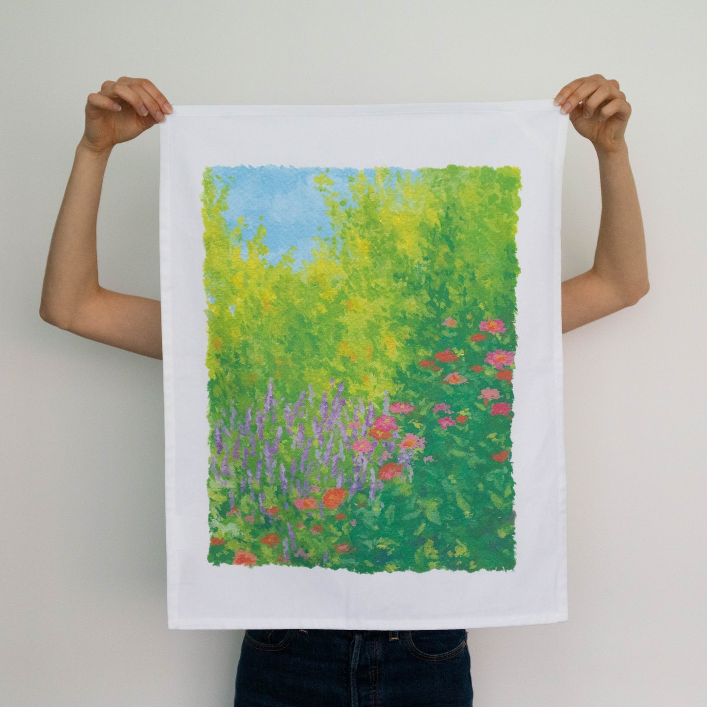 organic cotton tea towel - fleeting flower patch