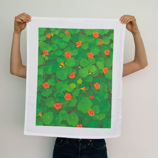 organic cotton tea towel - nasturtiums