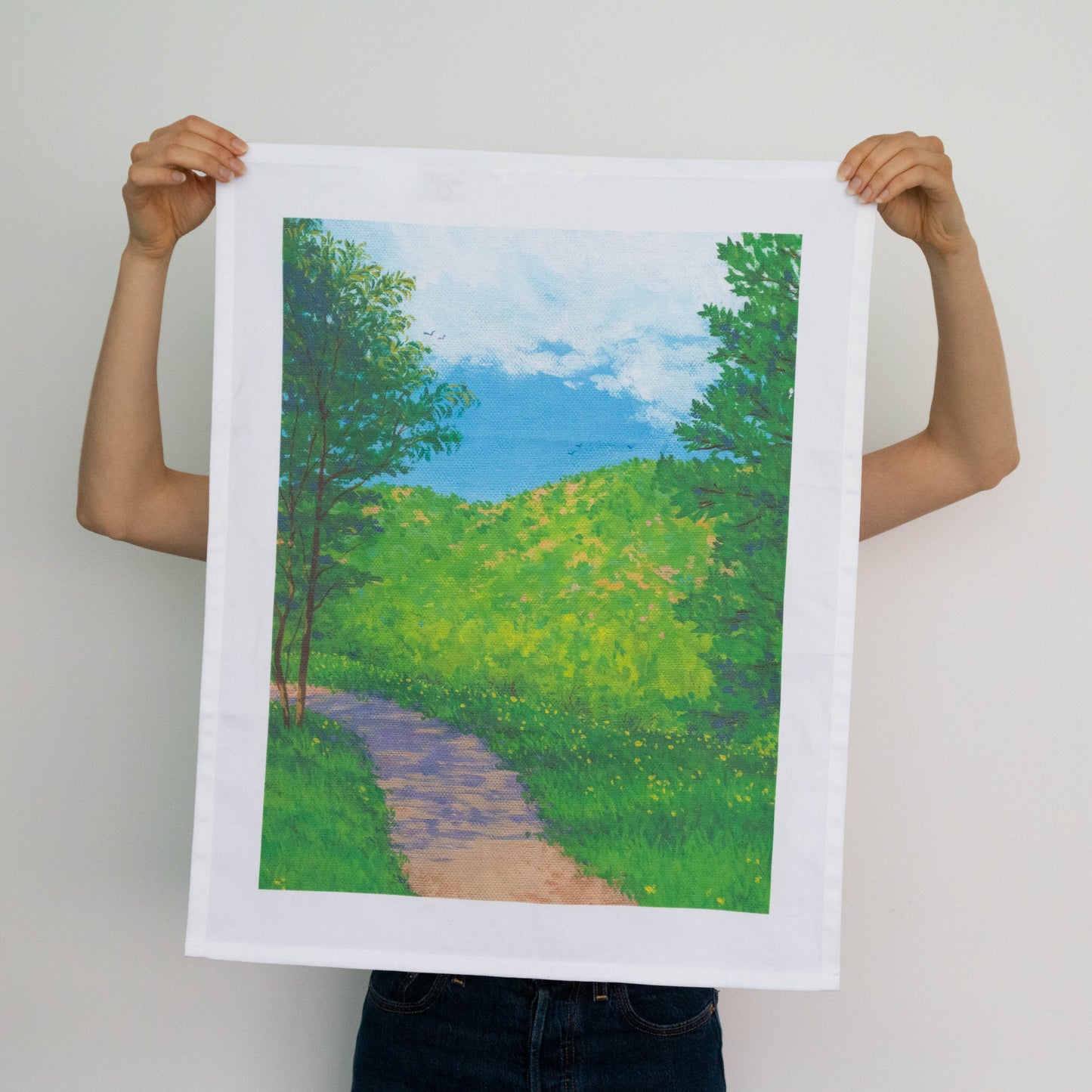 organic cotton tea towel - mountainside journey