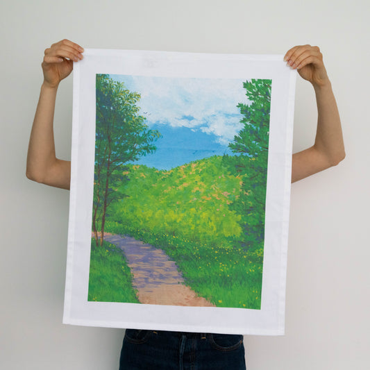 organic cotton tea towel - mountainside journey