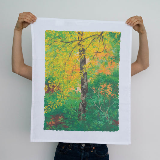 organic cotton tea towel - autumn glade