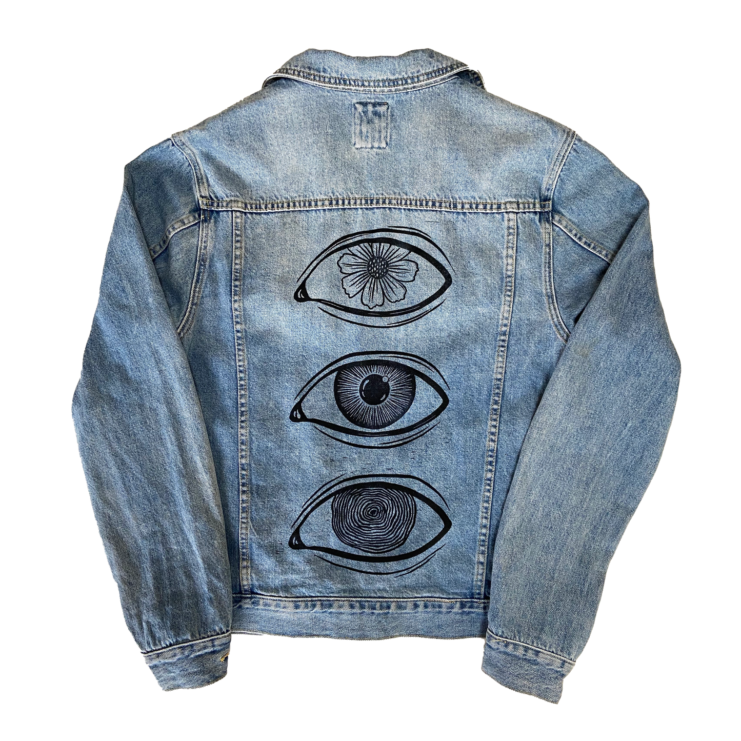 three eyes - hand-printed denim jacket