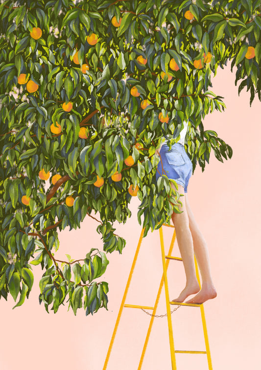 in the peach tree - art print