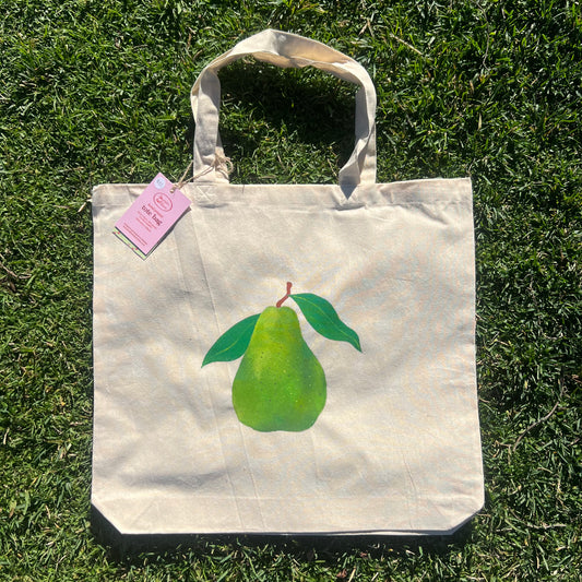 hand-painted tote bag - pear