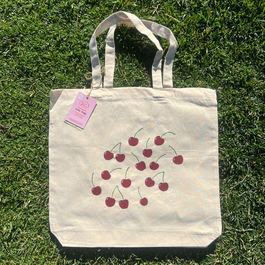 hand-painted tote bag - cherries