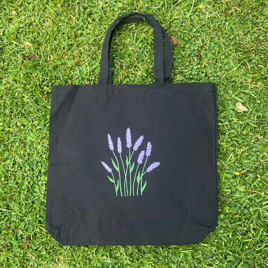 hand-painted tote bag - lavendar