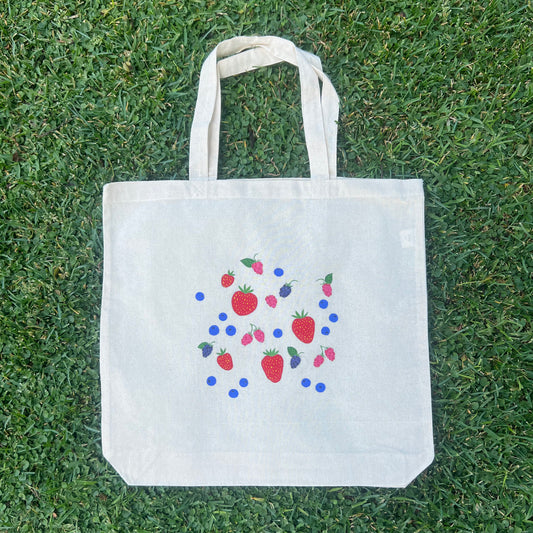 hand-painted tote bag - summer berries