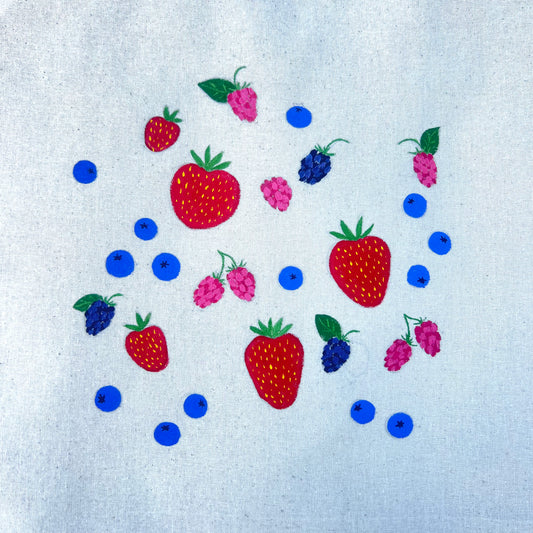 hand-painted tote bag - summer berries