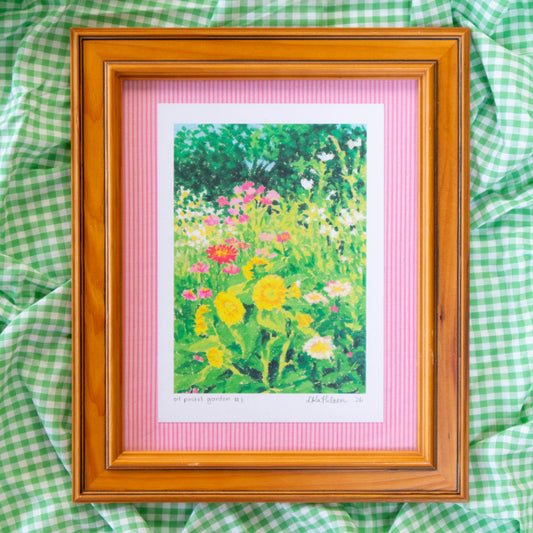oil pastel garden - framed art print