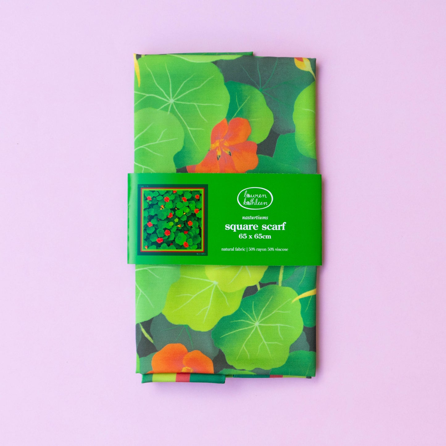 square satin scarf - nasturtiums
