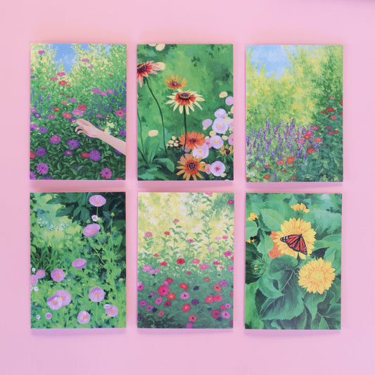 greeting card 6 pack - painterly flowers