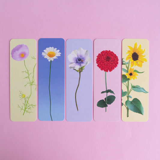 bookmark 5 pack - flower stems