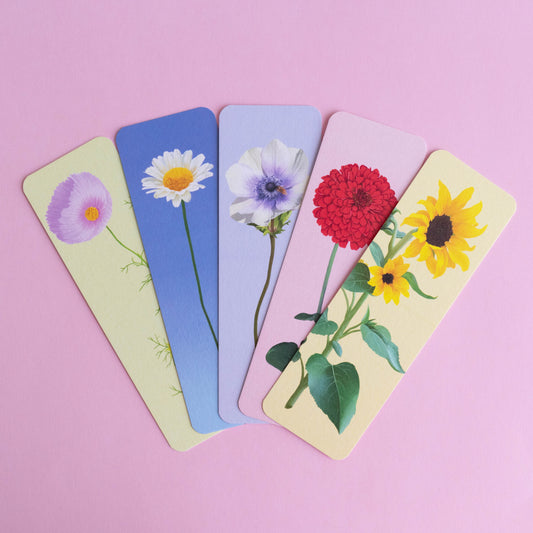 bookmark 5 pack - flower stems