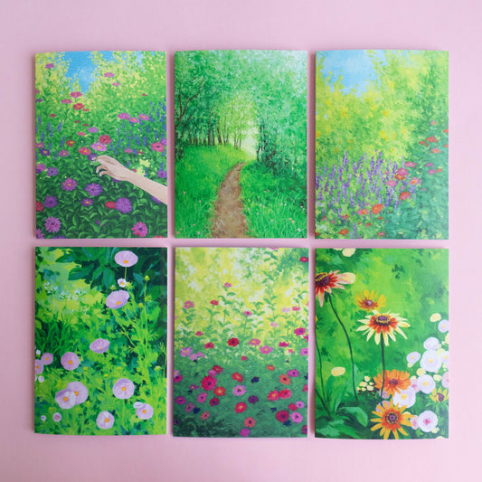 greeting card 6 pack - painterly flowers