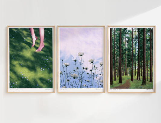 connecting to nature - art print trio