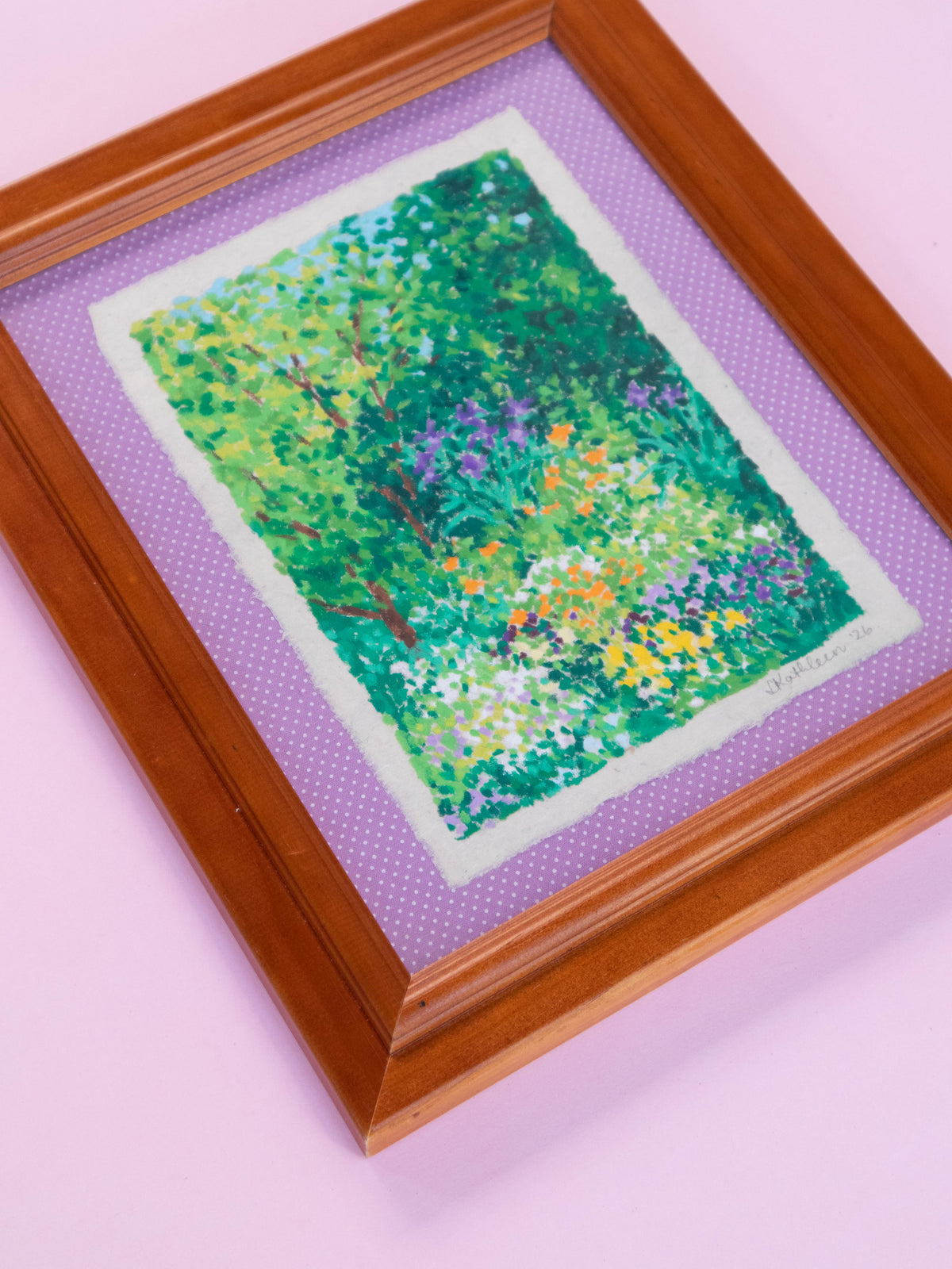 oil pastel garden #12 - framed original