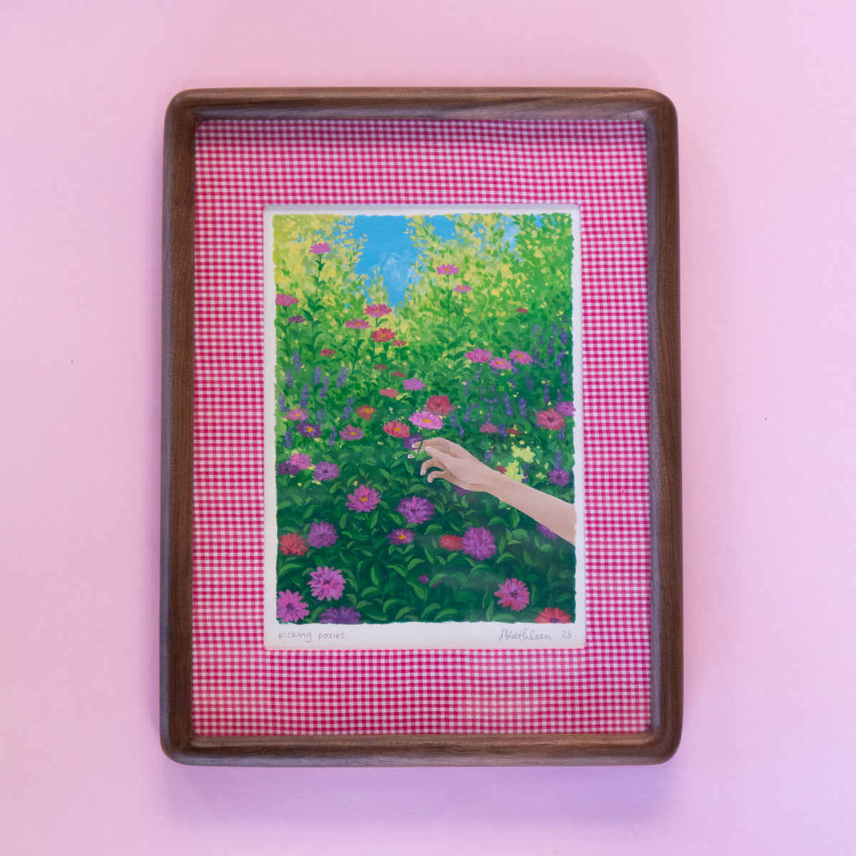 picking posies - framed original painting