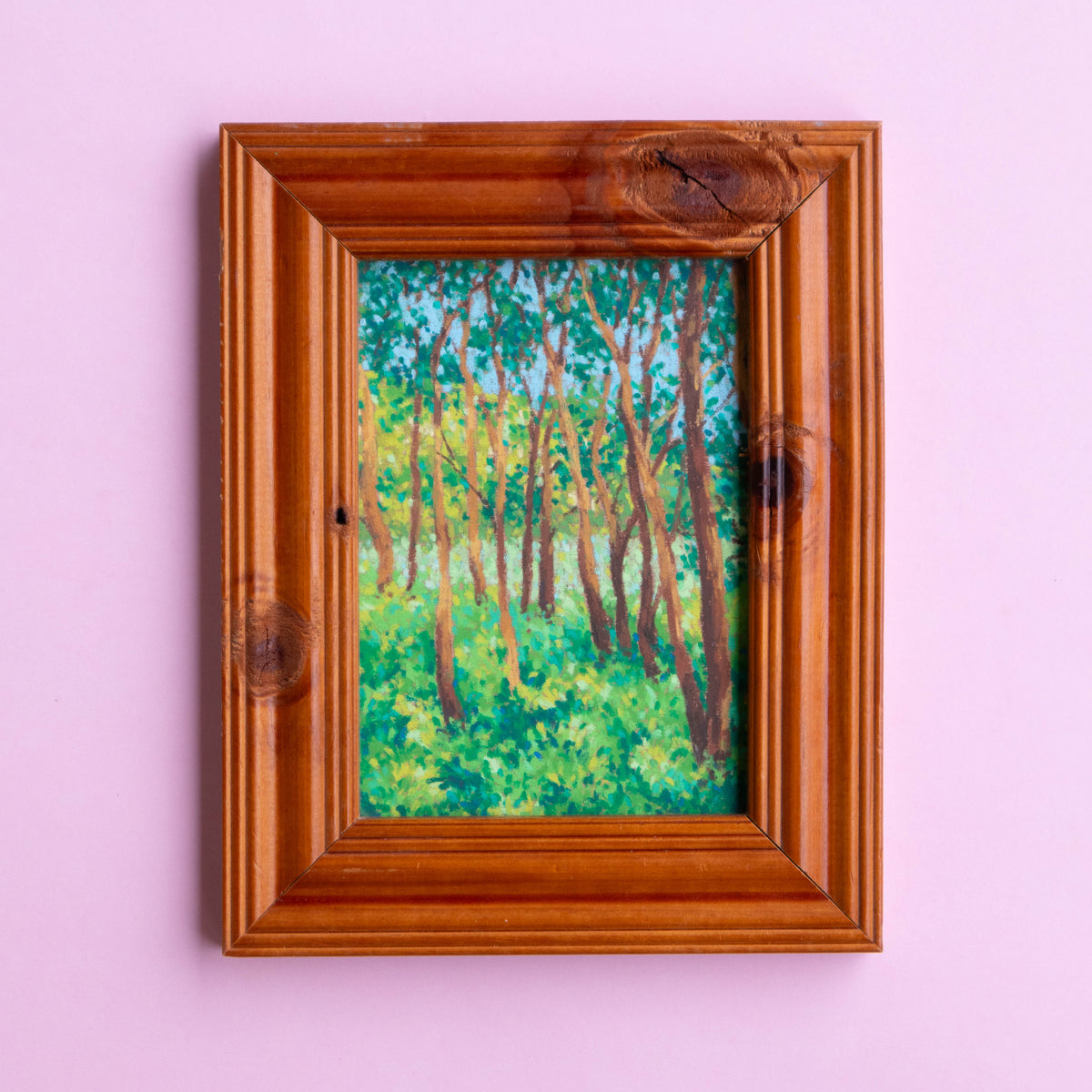sunlight through the forest - framed original