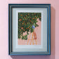 in the peach tree - framed art print