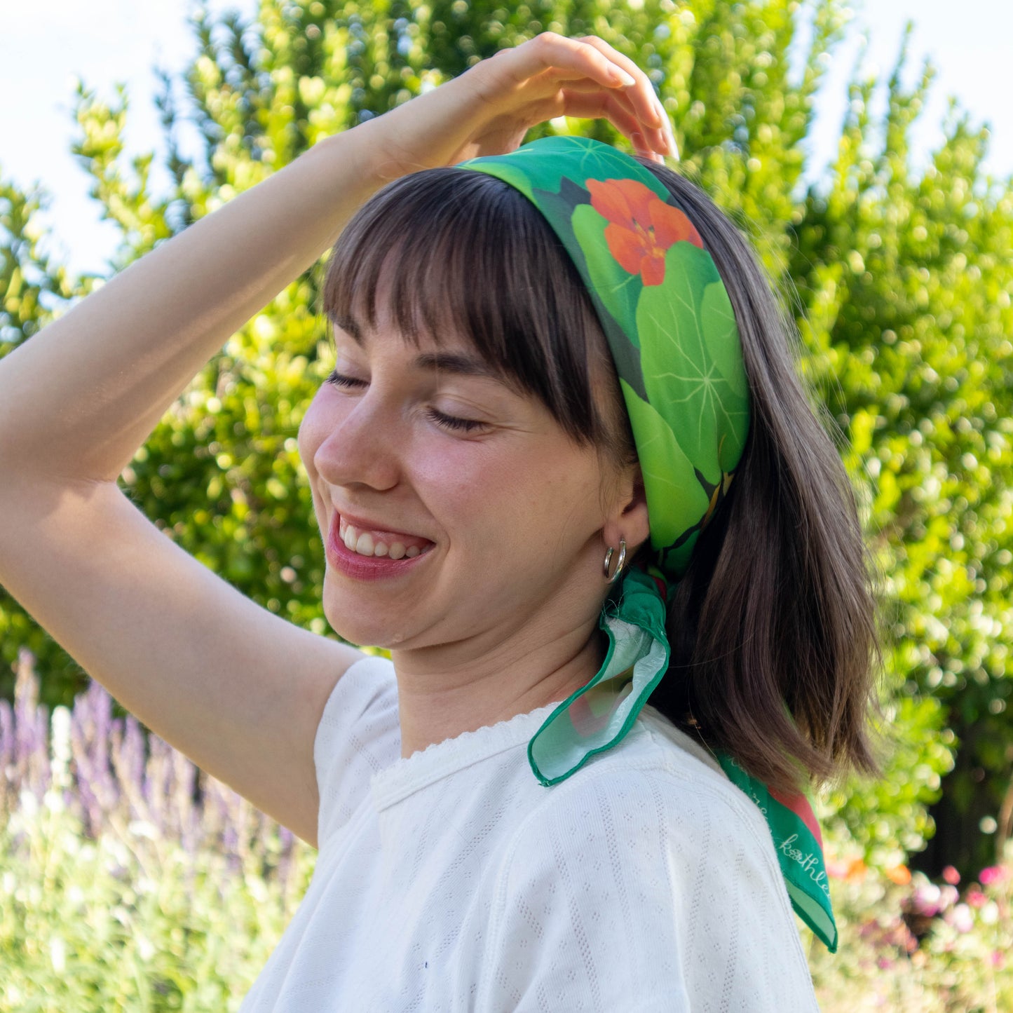 square satin scarf - nasturtiums