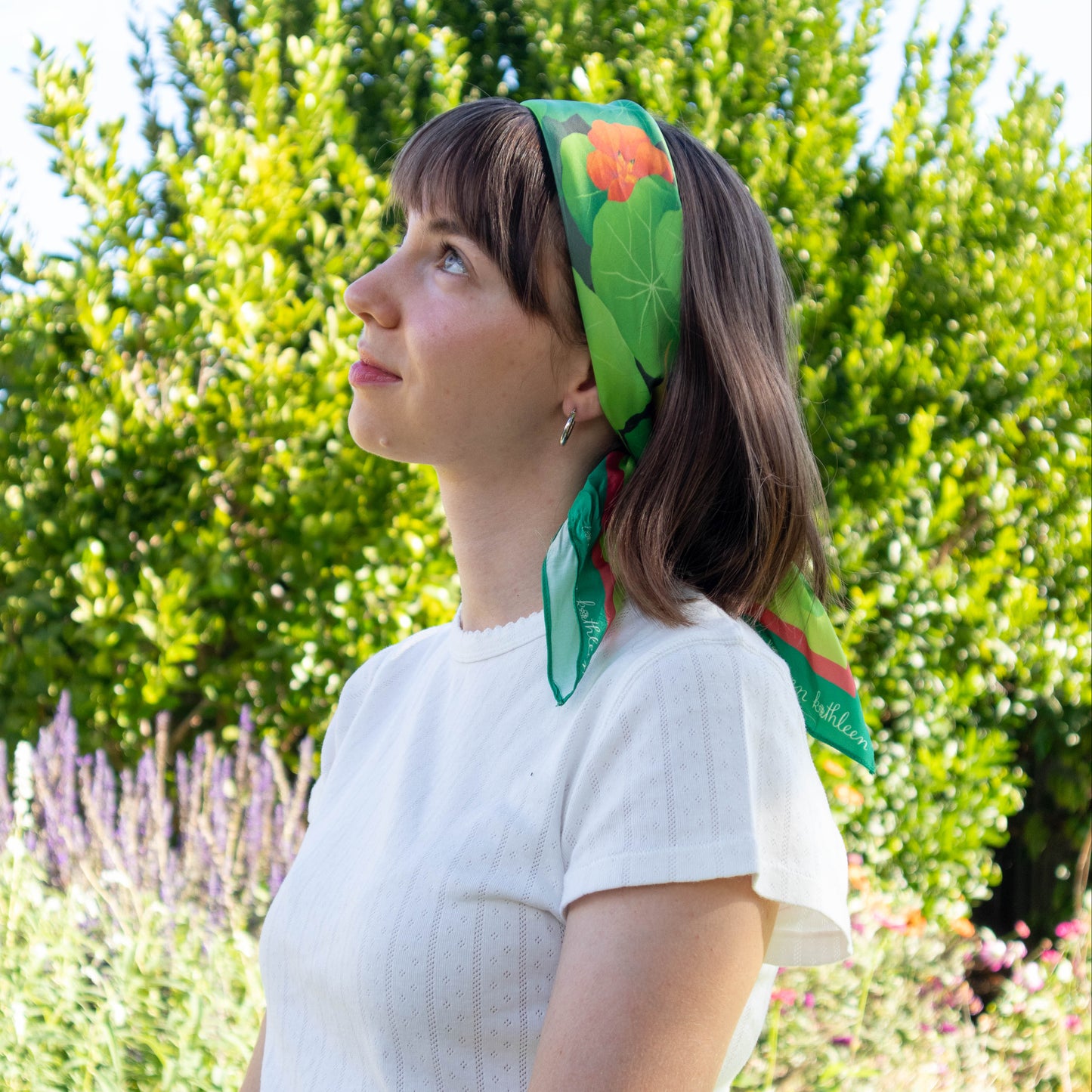 square satin scarf - nasturtiums