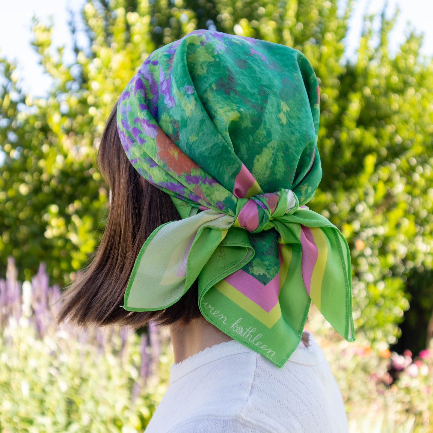 square satin scarf - fleeting flower patch
