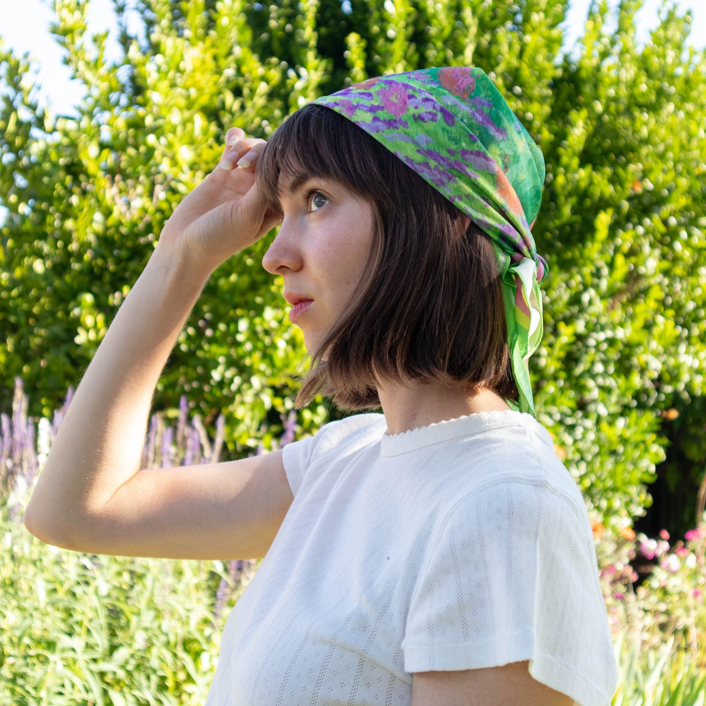 square satin scarf - fleeting flower patch